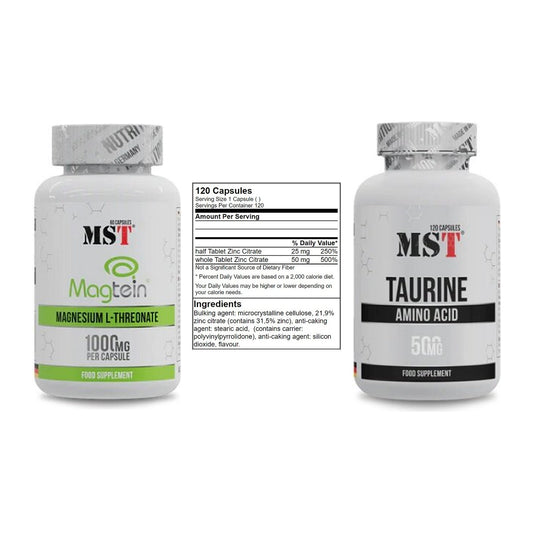 Ausdauer-Set: MST Magnesium + GN Zinc Citrate + MST Taurine – alle enthaltenen Artikel