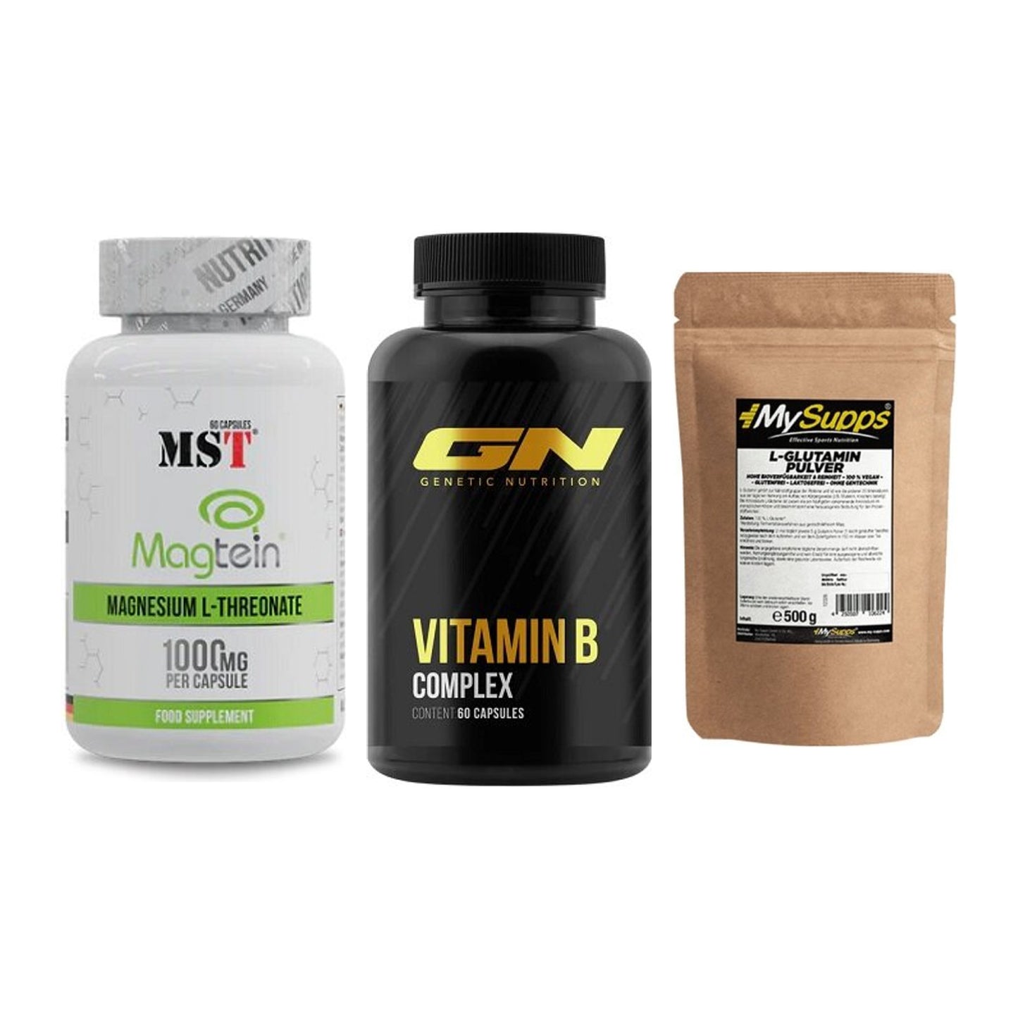 Ausdauer-Set: MST Magnesium + GN Vitamin + MySupps Glutamin – alle enthaltenen Artikel