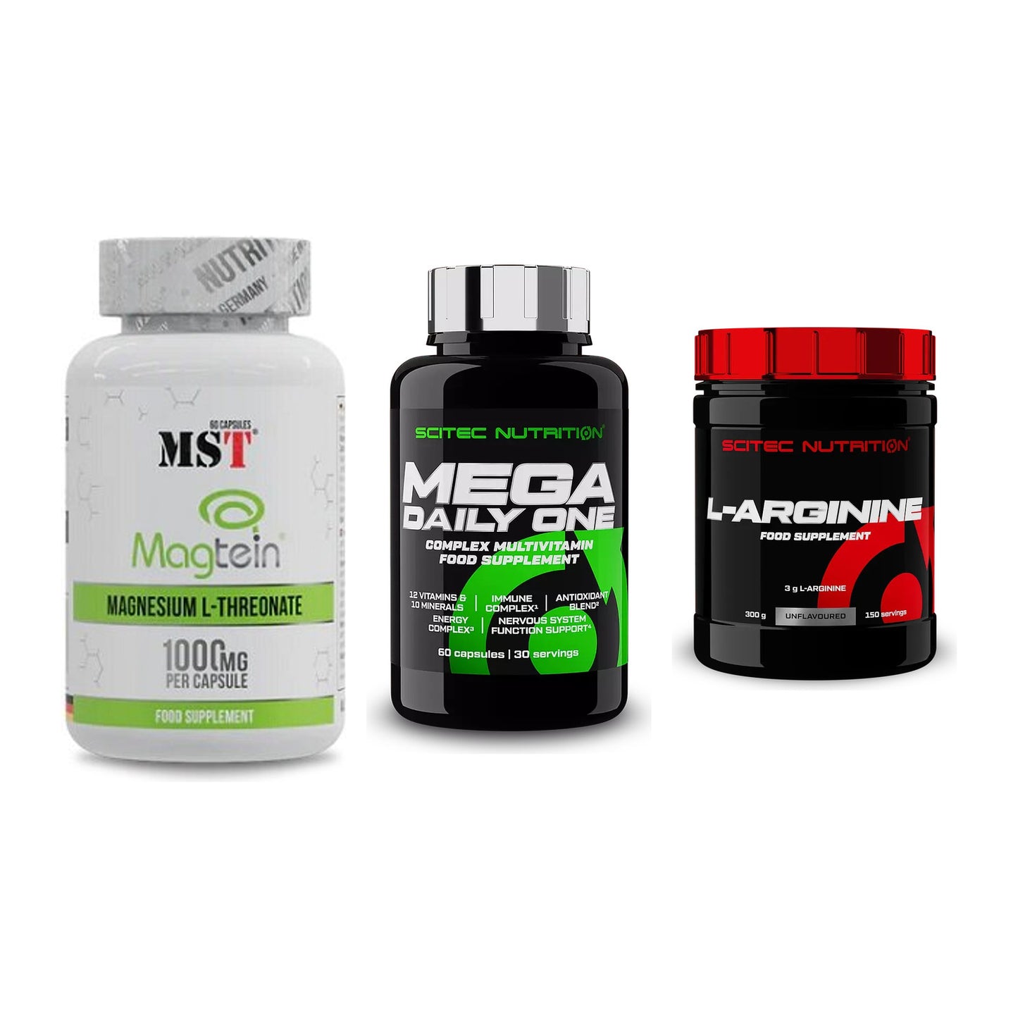 Ausdauer-Set: MST Magnesium + Scitec Mega + Scitec Arginin – alle enthaltenen Artikel