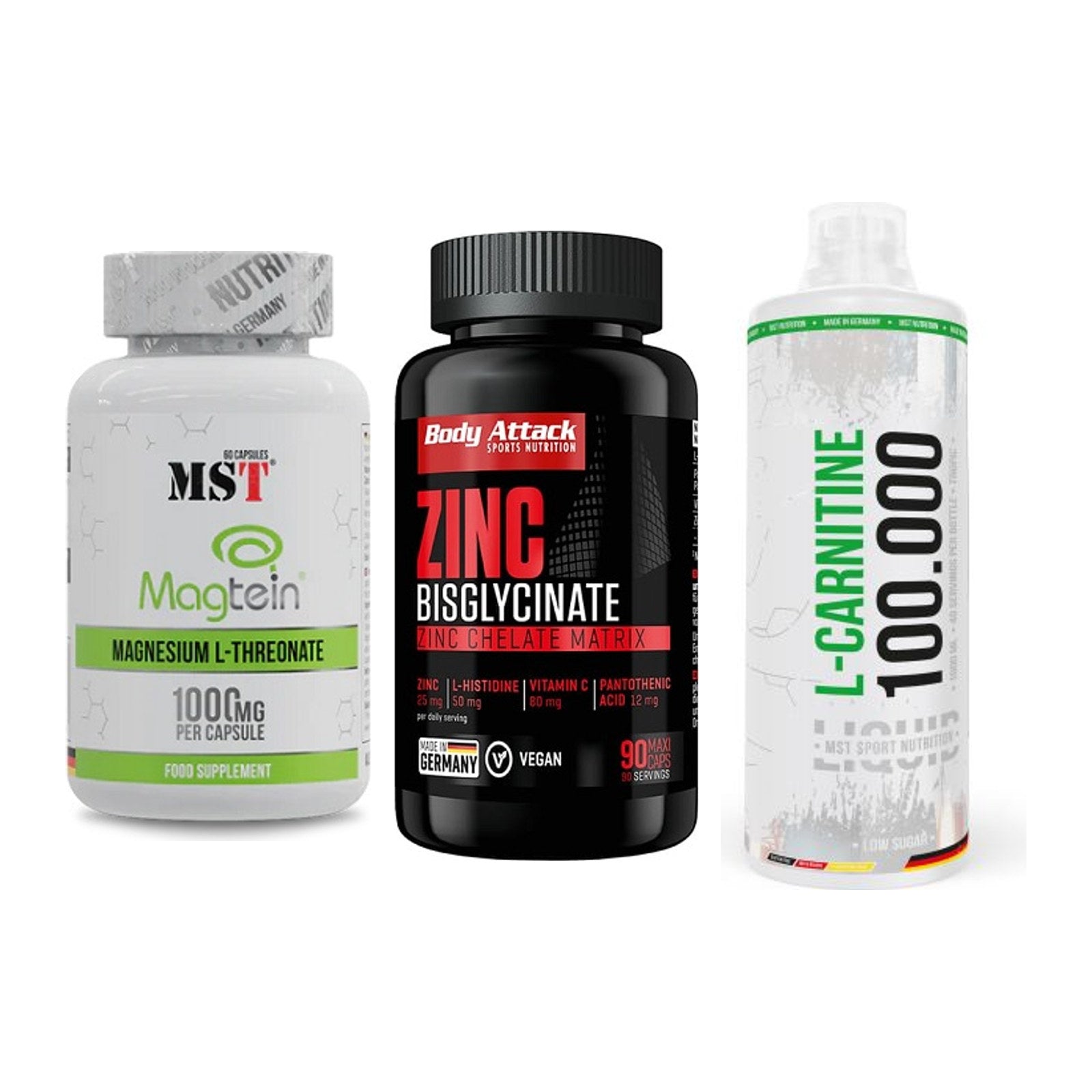Ausdauer-Set: MST Magnesium + Body Attack Zink + MST L-Carnitine – alle enthaltenen Artikel