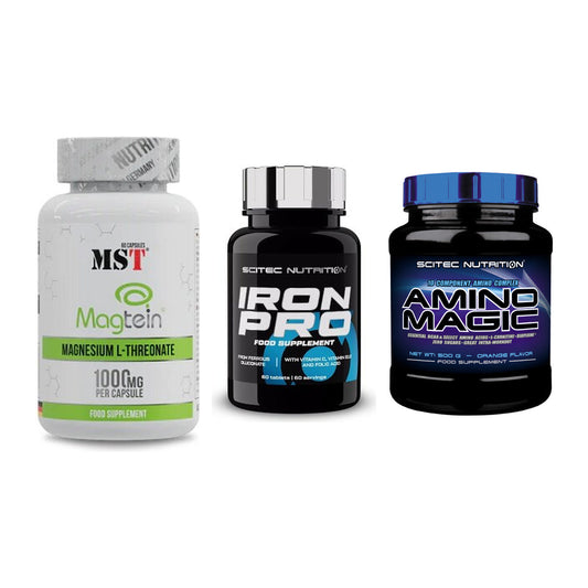 Ausdauer-Set: MST Magnesium + Scitec Iron Pro + Scitec Amino – alle enthaltenen Artikel