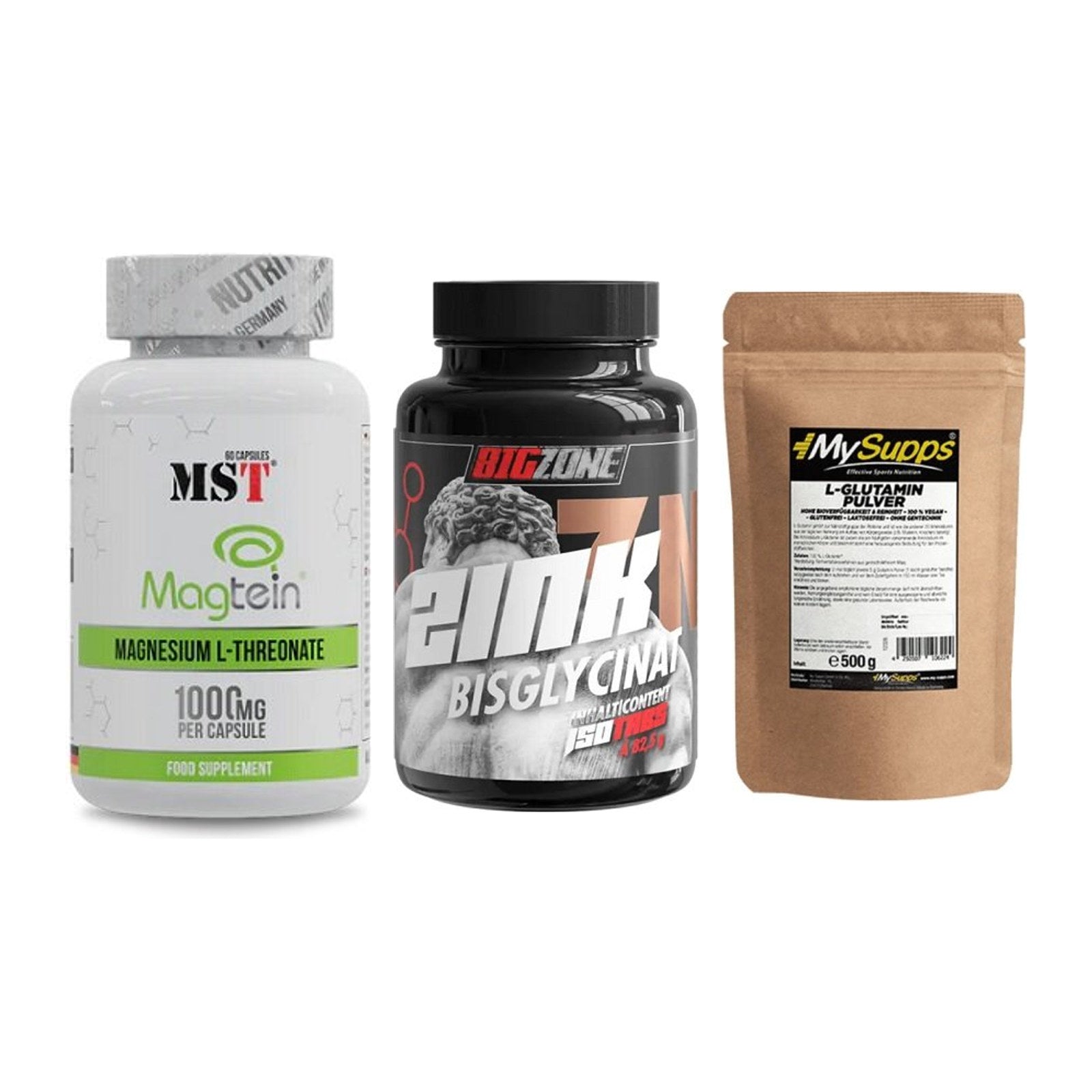 Ausdauer-Set: MST Magnesium + Big Zone Zink + MySupps Glutamin – alle enthaltenen Artikel