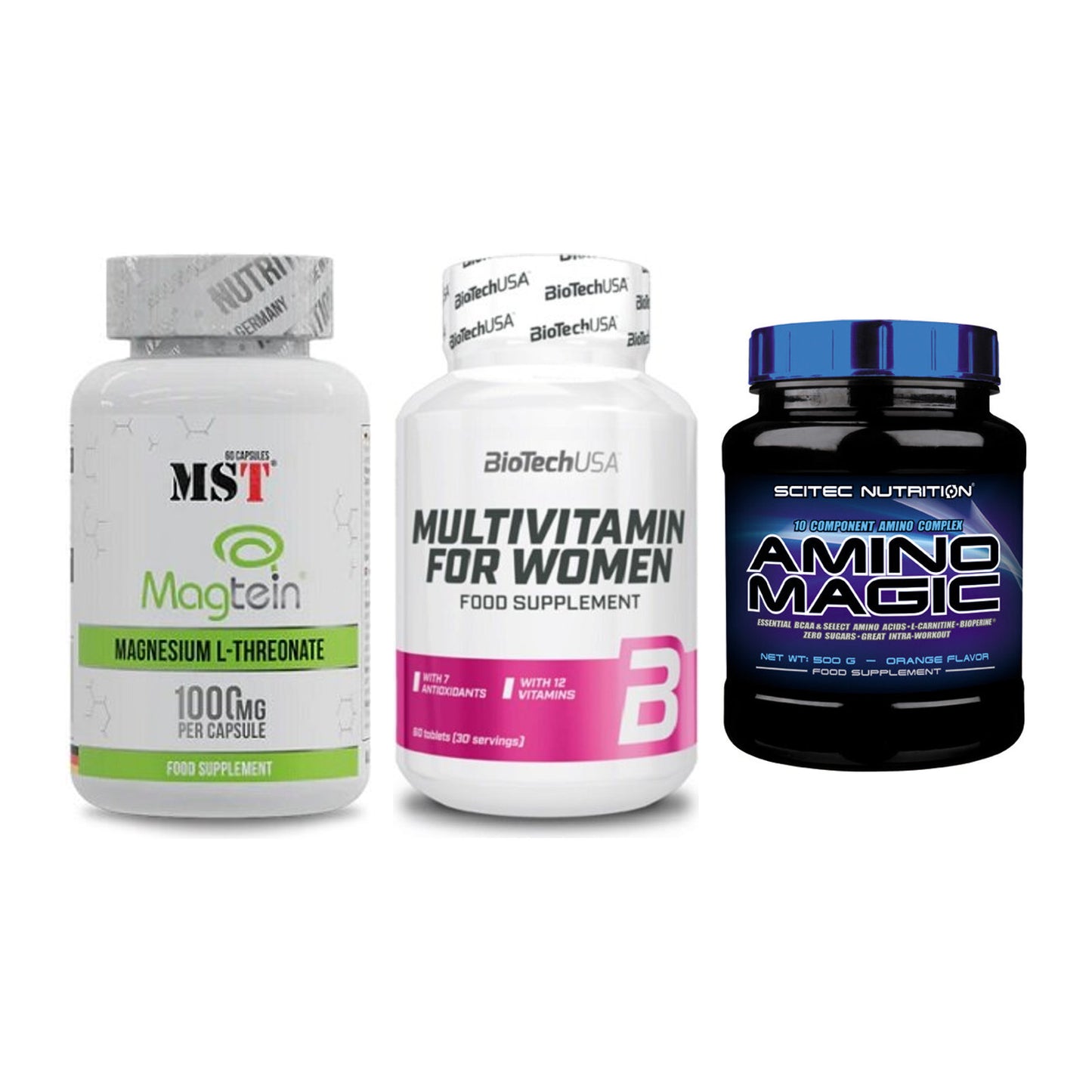 Ausdauer-Set: MST Magnesium + BioTech Multivit + Scitec Amino – alle enthaltenen Artikel