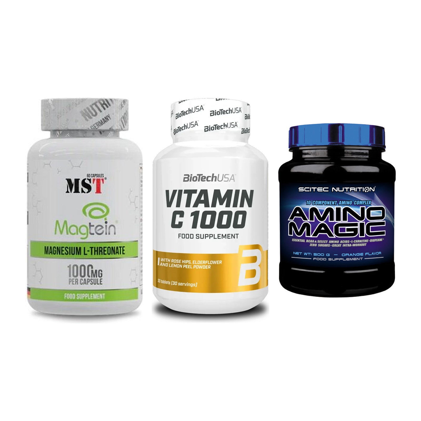 Ausdauer-Set: MST Magnesium + BioTech Vitamin + Scitec Amino – alle enthaltenen Artikel