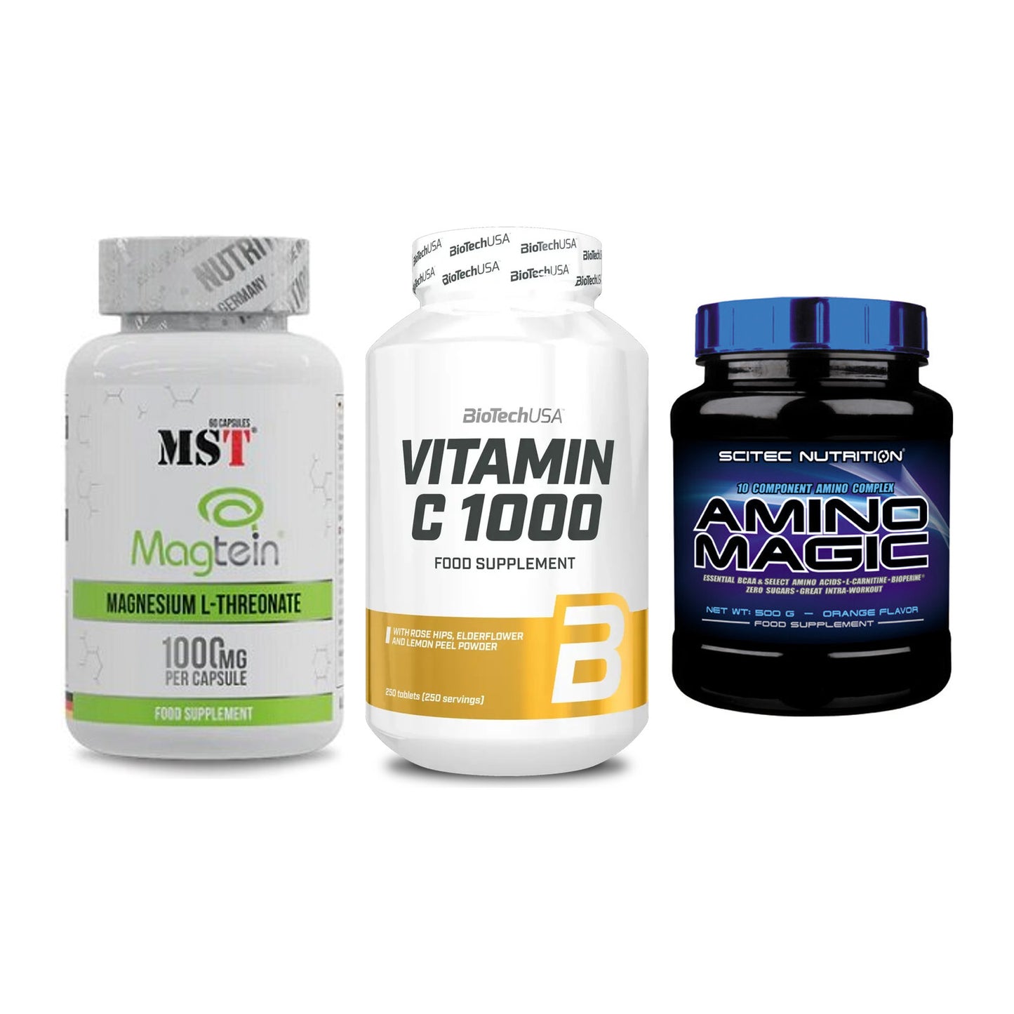 Ausdauer-Set: MST Magnesium + BioTech Vitamin + Scitec Amino – alle enthaltenen Artikel