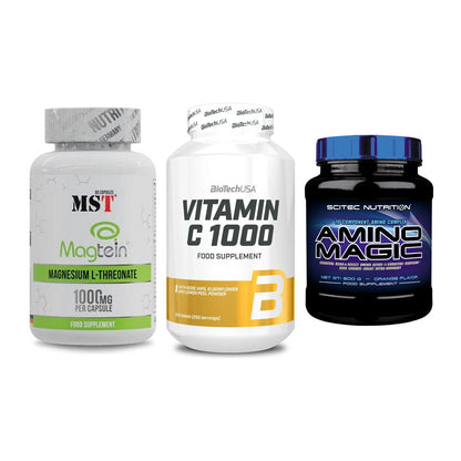 Ausdauer-Set: MST Magnesium + BioTech Vitamin + Scitec Amino – alle enthaltenen Artikel