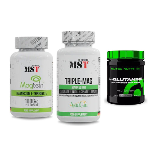 Ausdauer-Set: MST Magnesium + MST Tripple Mag + Scitec L-Glutami – alle enthaltenen Artikel