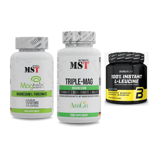 Ausdauer-Set: MST Magnesium + MST Tripple Mag + BioTech 100% – alle enthaltenen Artikel