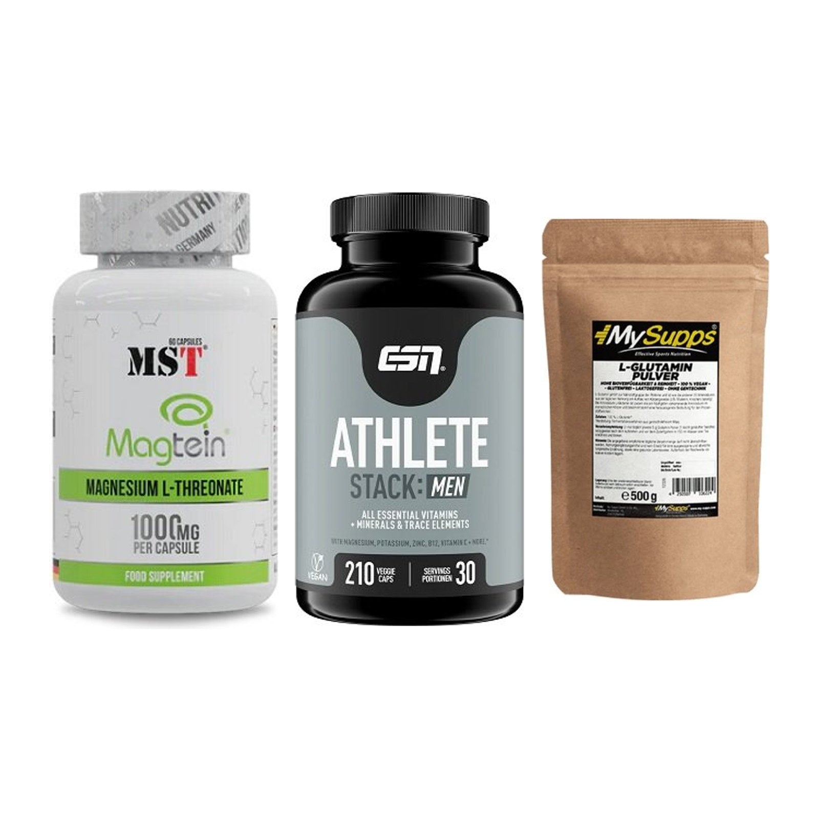Ausdauer-Set: MST Magnesium + ESN Athlete + MySupps Glutamin – alle enthaltenen Artikel