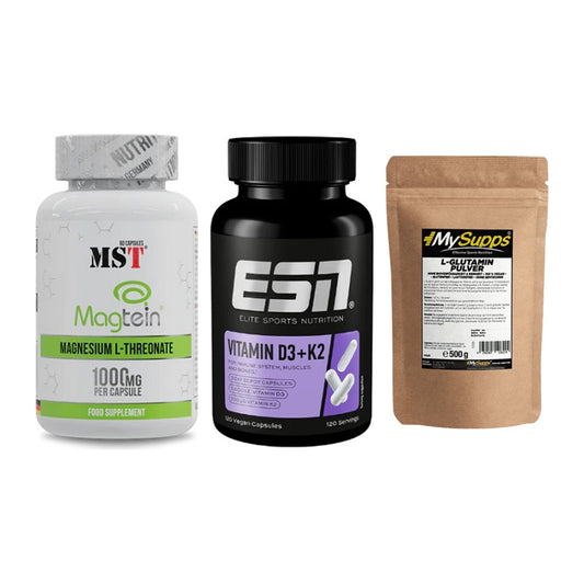 Ausdauer-Set: MST Magnesium + ESN Vitamin D3 + MySupps Glutamin – alle enthaltenen Artikel