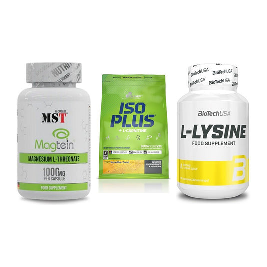 Ausdauer-Set: MST Magnesium + Olimp Iso Plus + BioTech L-Lysine – alle enthaltenen Artikel