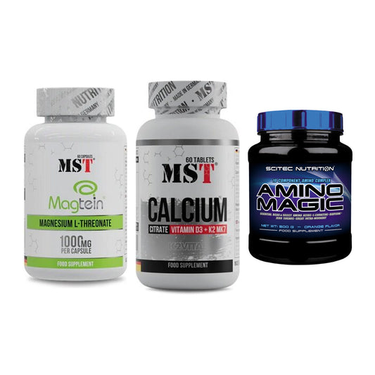 Ausdauer-Set: MST Magnesium + MST Calcium + Scitec Amino – alle enthaltenen Artikel