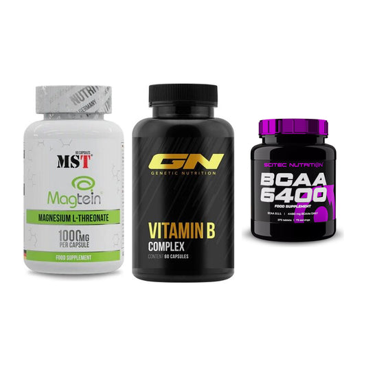 Ausdauer-Set: MST Magnesium + GN Vitamin + Scitec BCAA 6400 – alle enthaltenen Artikel