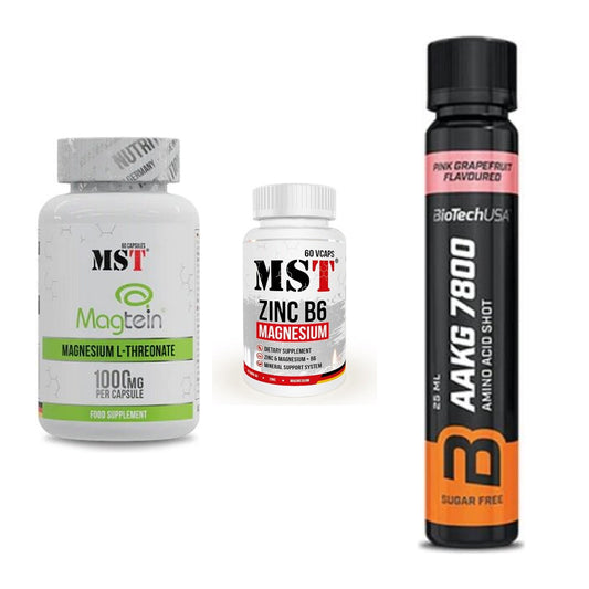 Ausdauer-Set: MST Magnesium + MST Zinc + BioTech AAKG – alle enthaltenen Artikel