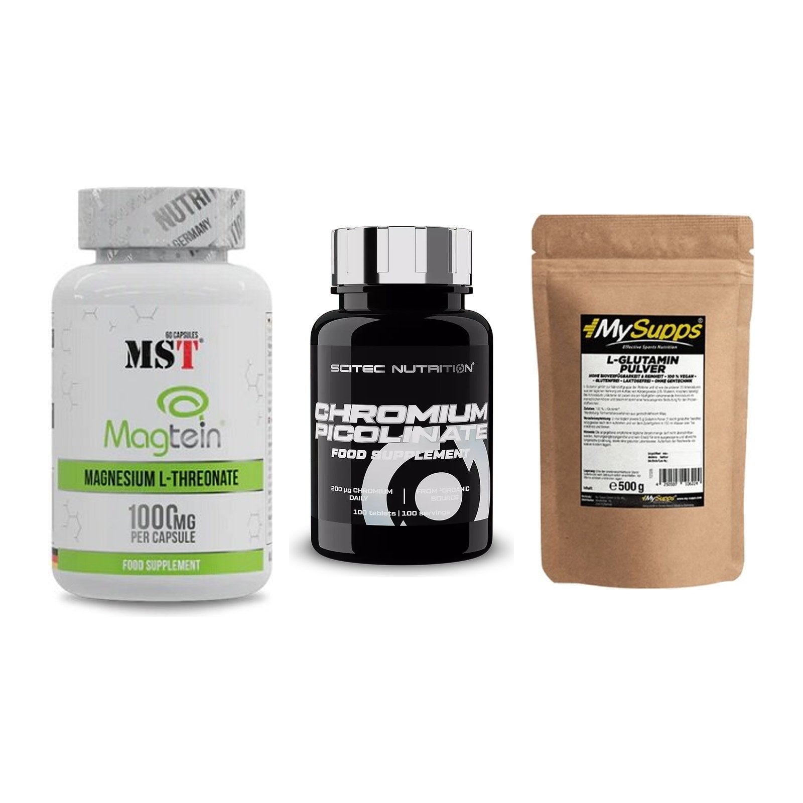 Ausdauer-Set: MST Magnesium + Scitec Chromium + MySupps Glutamin – alle enthaltenen Artikel