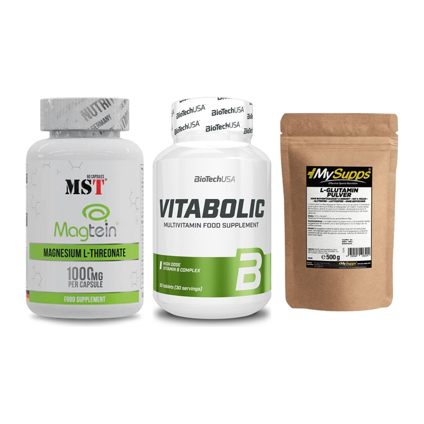 Ausdauer-Set: MST Magnesium + BioTech Vitaboli + MySupps Glutamin – alle enthaltenen Artikel