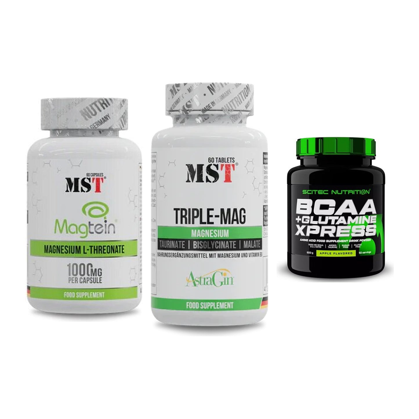 Ausdauer-Set: MST Magnesium + MST Tripple Mag + Scitec BCAA – alle enthaltenen Artikel