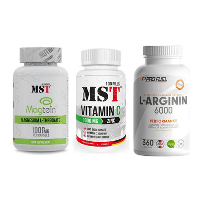 Ausdauer-Set: MST Magnesium + MST Vitamin C + ProFuel L-Argini – alle enthaltenen Artikel