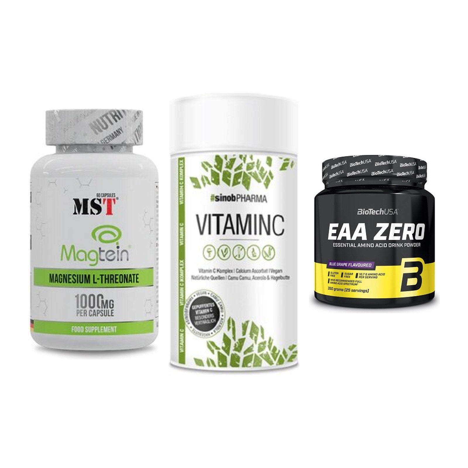 Ausdauer-Set: MST Magnesium + Sinob Vitamin C + BioTech EAA Zero – alle enthaltenen Artikel