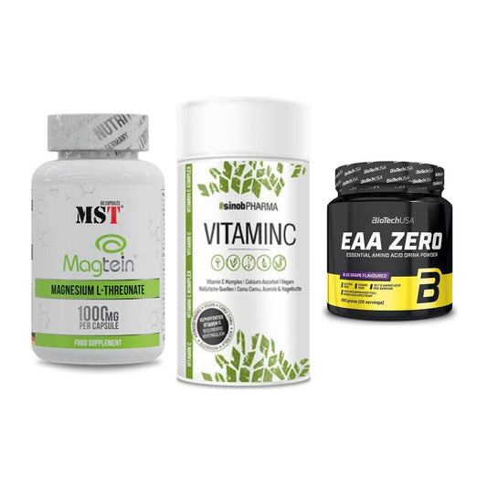 Ausdauer-Set: MST Magnesium + Sinob Vitamin C + BioTech EAA Zero – alle enthaltenen Artikel