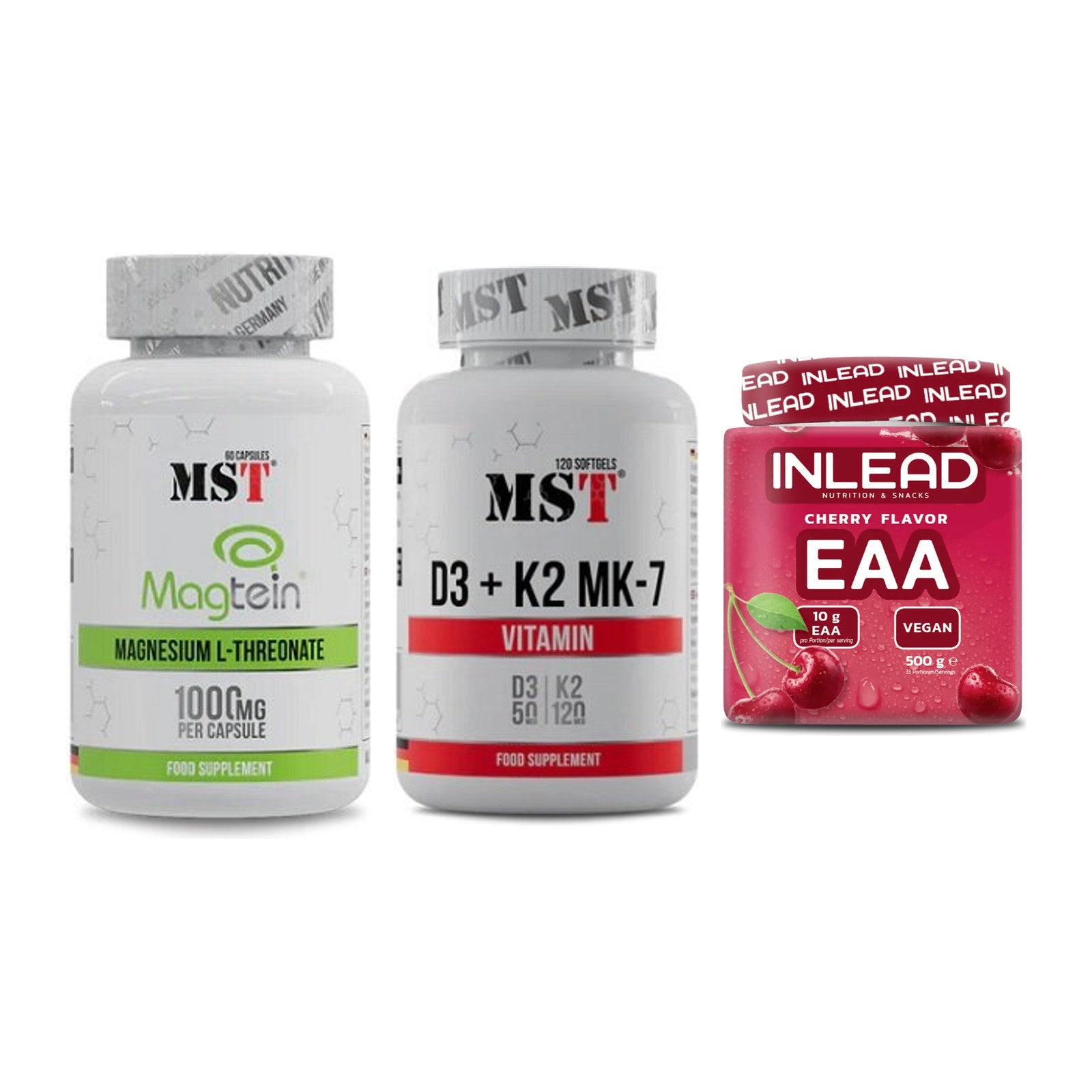 Ausdauer-Set: MST Magnesium + MST Vitamin D3 + INLEAD EAA – alle enthaltenen Artikel