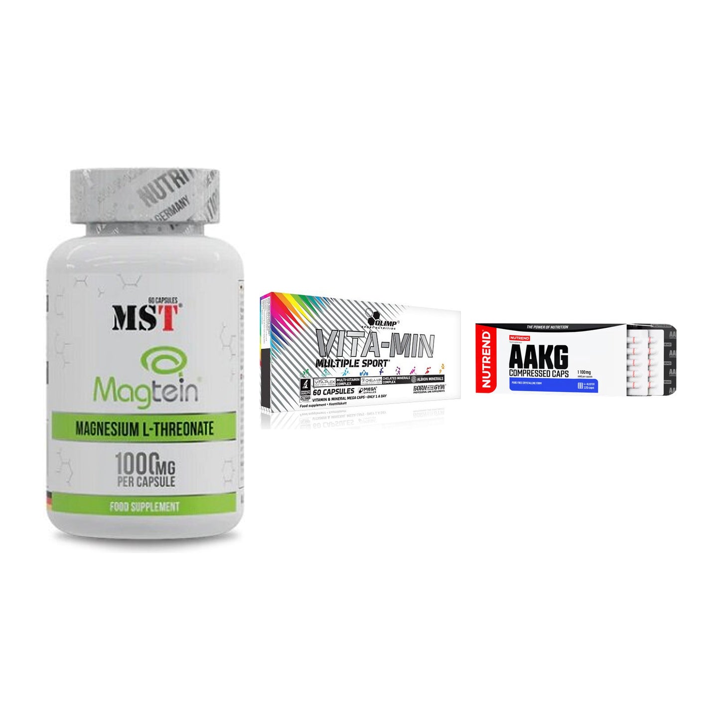 Ausdauer-Set: MST Magnesium + Olimp Vita-Min + Nutrend AAKG – alle enthaltenen Artikel
