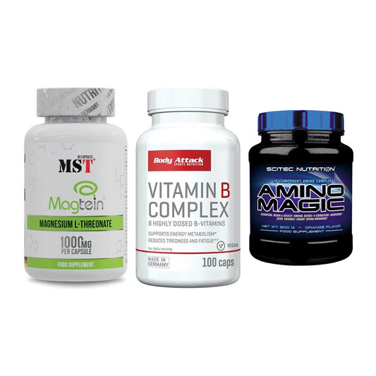 Ausdauer-Set: MST Magnesium + Body Attack + Scitec Amino – alle enthaltenen Artikel