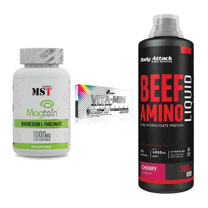 Ausdauer-Set: MST Magnesium + Olimp Vita-Min + Body Attack Beef – alle enthaltenen Artikel