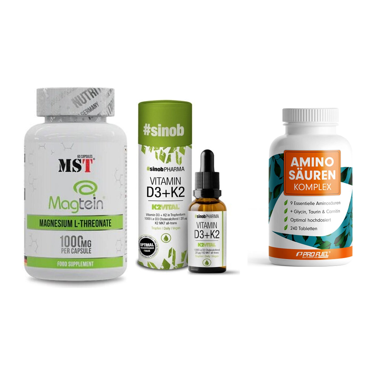 Ausdauer-Set: MST Magnesium + Sinob Vitamin D3 + ProFuel Aminosäu – alle enthaltenen Artikel