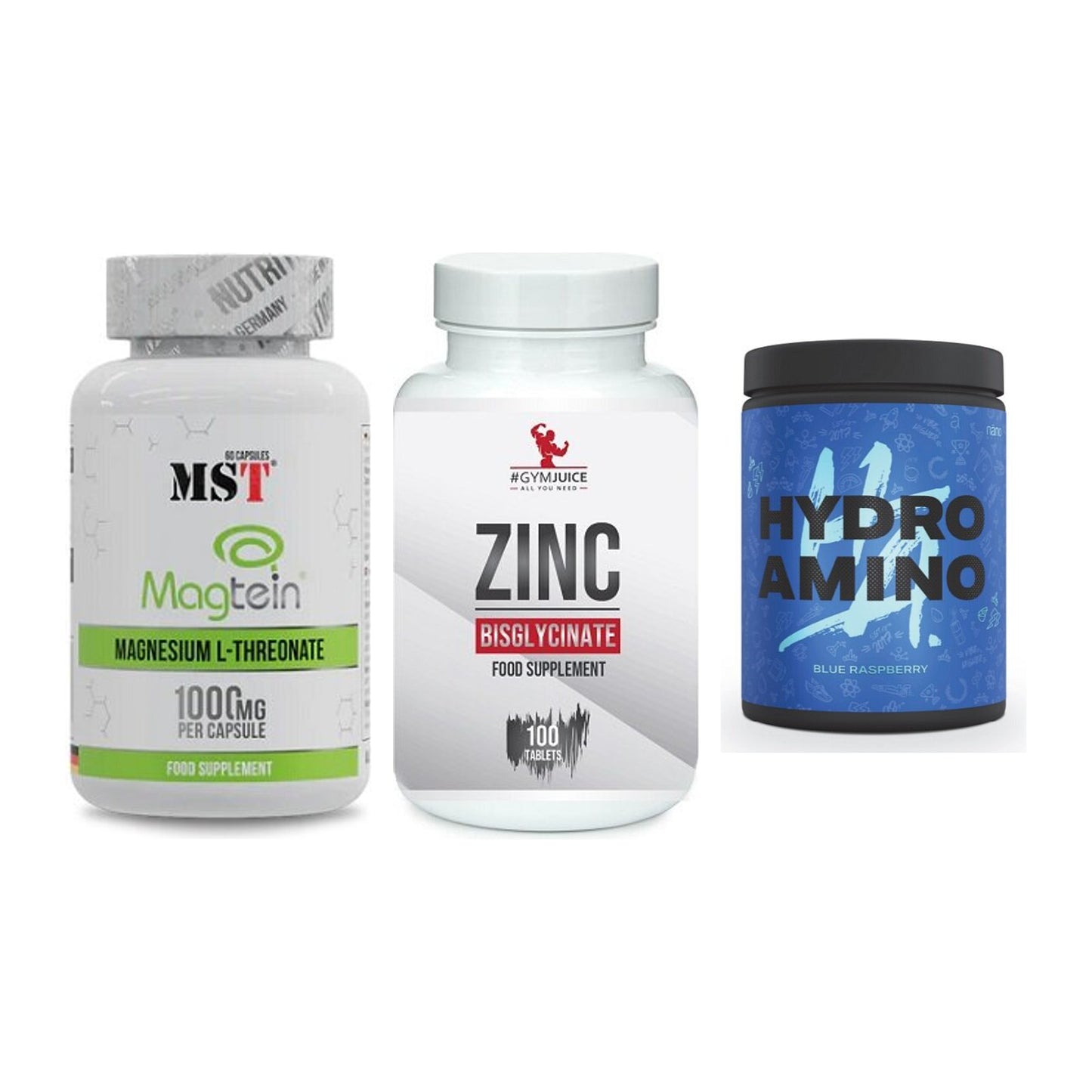 Ausdauer-Set: MST Magnesium + #GYMJUICE ZINC + Nanosupps Hydro – alle enthaltenen Artikel