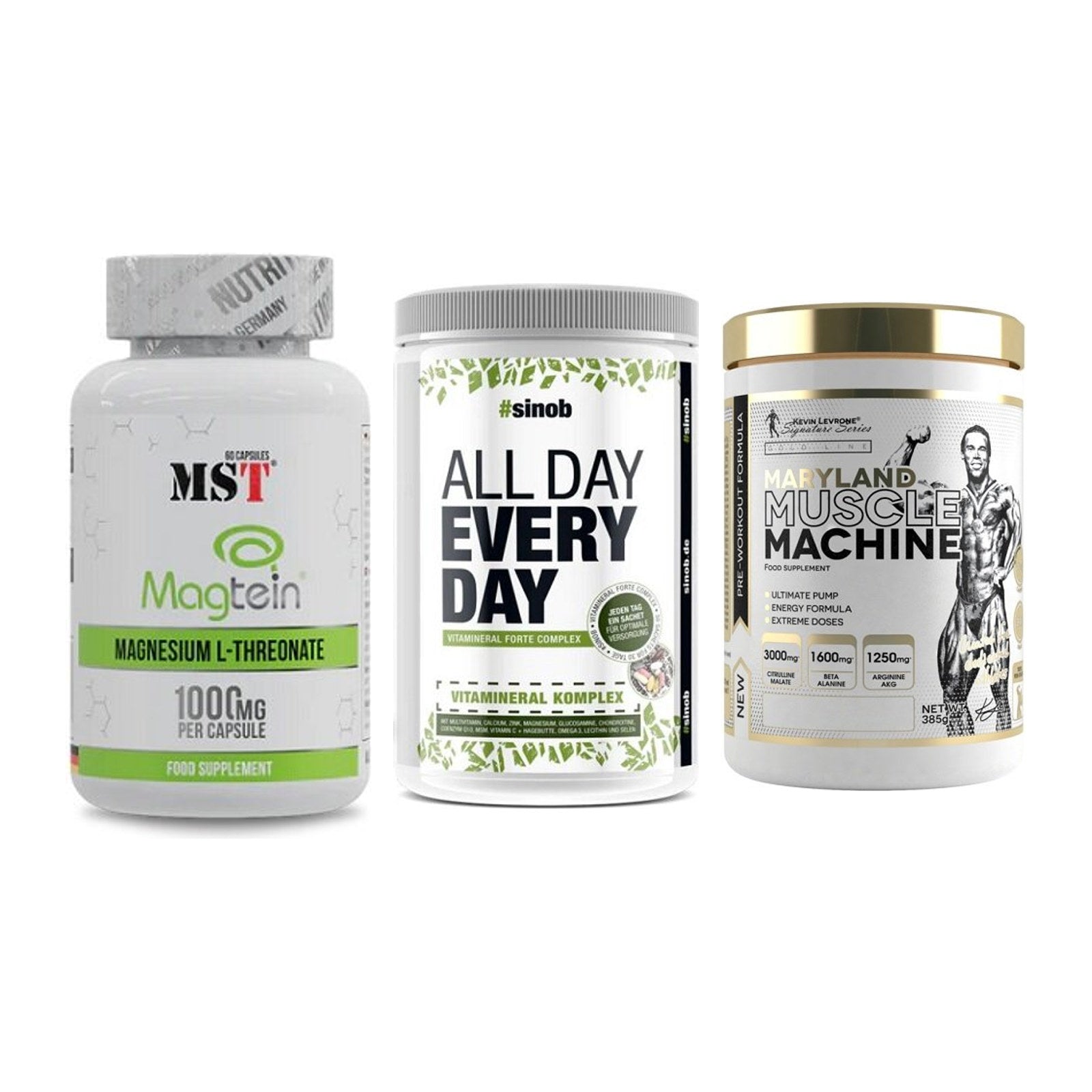 Ausdauer-Set: MST Magnesium + Sinob All Day + Kevin Levrone – alle enthaltenen Artikel