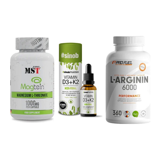 Ausdauer-Set: MST Magnesium + Sinob Vitamin D3 + ProFuel L-Argini – alle enthaltenen Artikel
