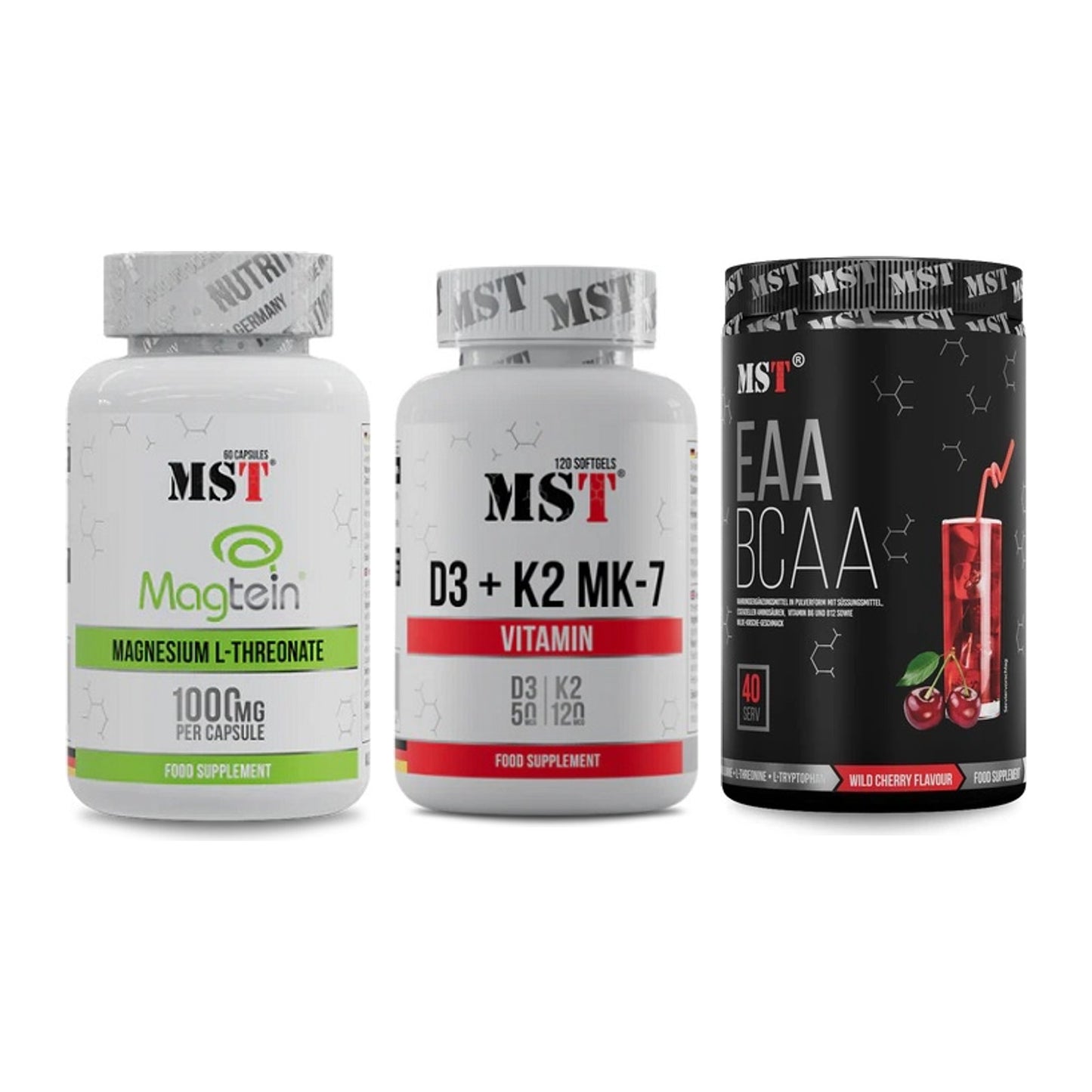 Ausdauer-Set: MST Magnesium + MST Vitamin D3 + MST EAA & BCAA – alle enthaltenen Artikel