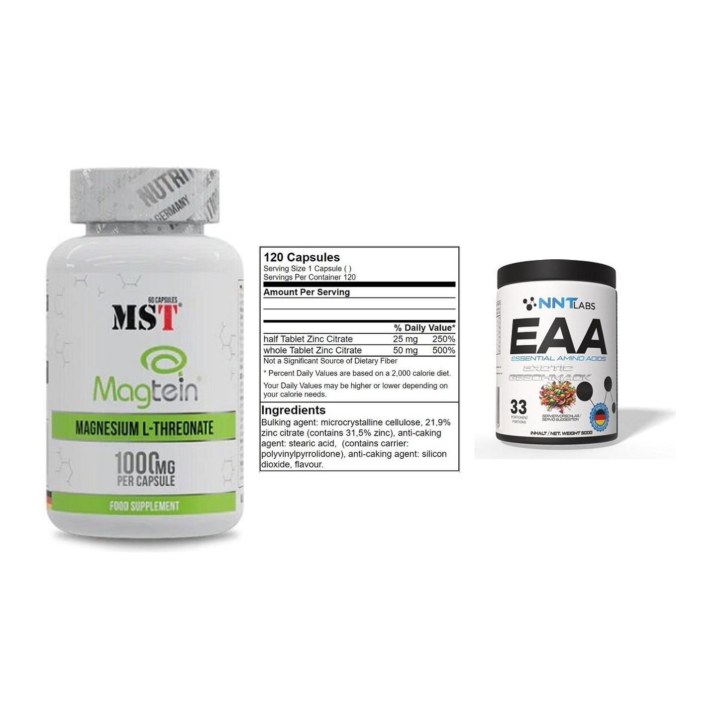 Ausdauer-Set: MST Magnesium + GN Zinc Citrate + NNT EAA – alle enthaltenen Artikel
