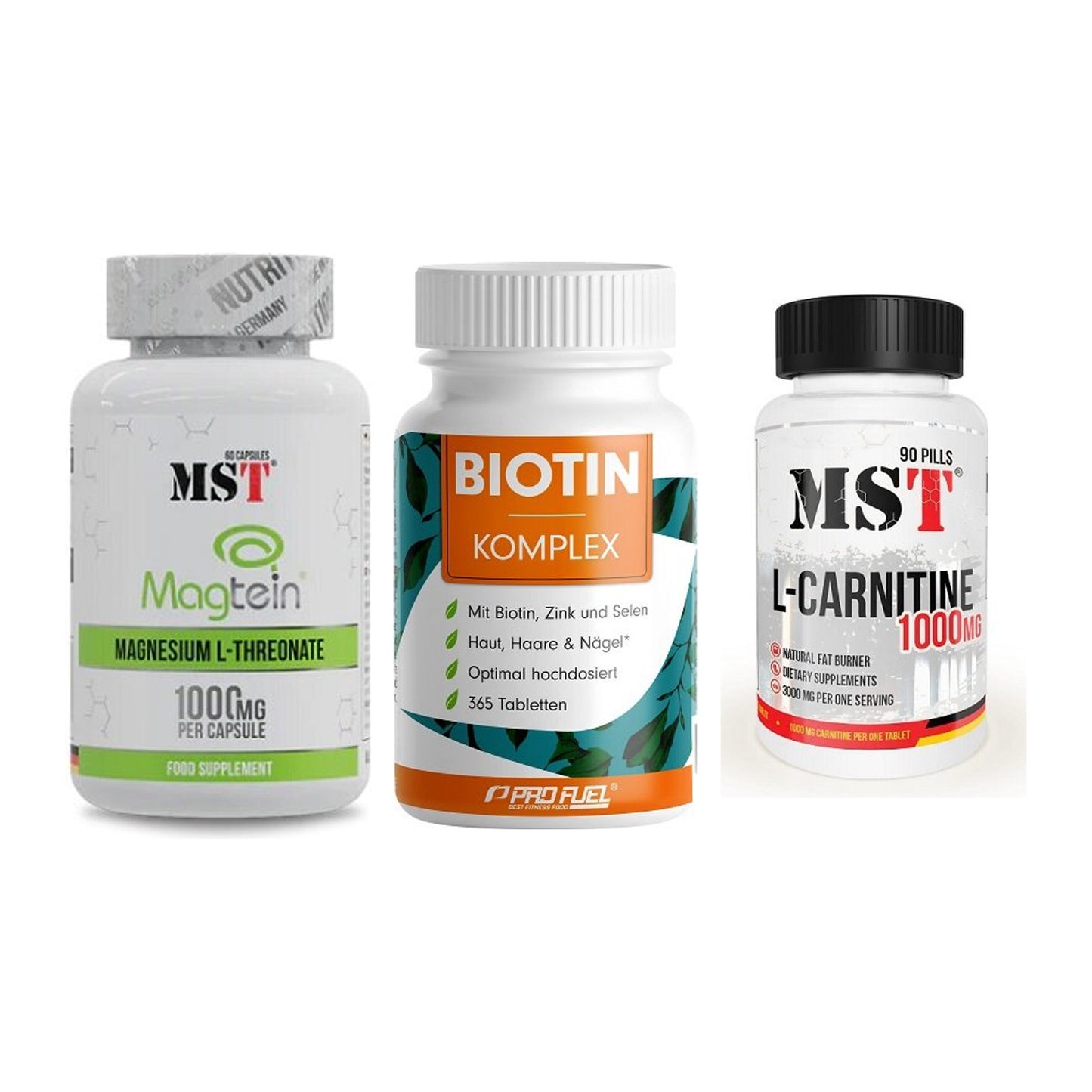 Ausdauer-Set: MST Magnesium + ProFuel BIOTIN + MST L-Carnitine – alle enthaltenen Artikel