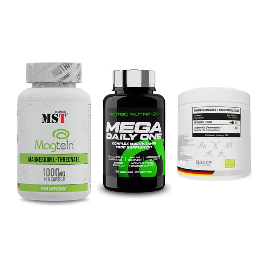 Ausdauer-Set: MST Magnesium + Scitec Mega + MST Arginine HCL – alle enthaltenen Artikel