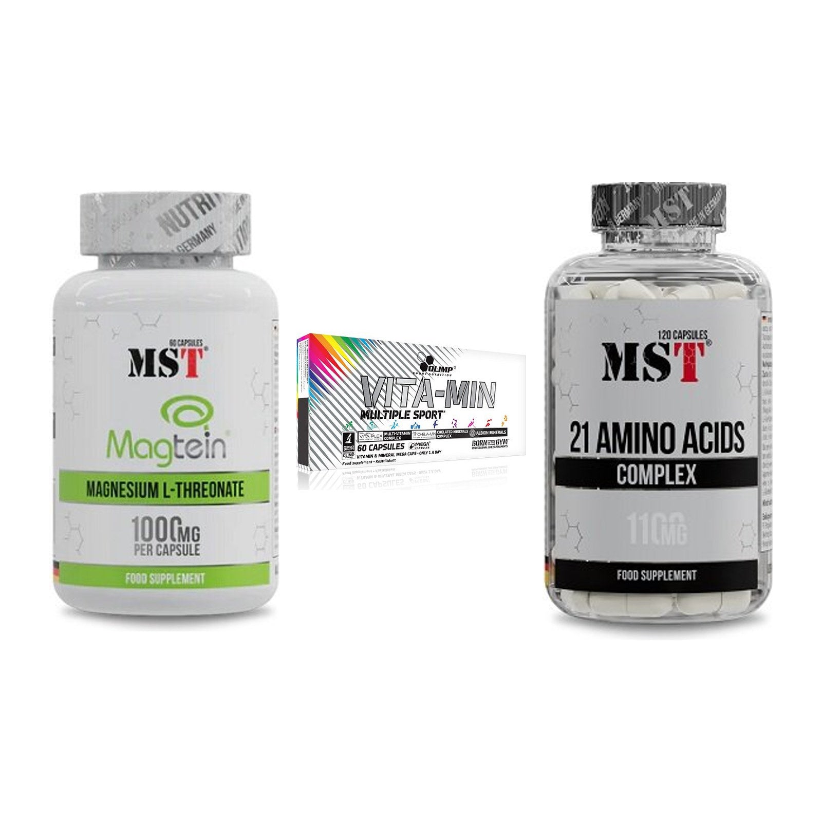 Ausdauer-Set: MST Magnesium + Olimp Vita-Min + MST 21 Amino – alle enthaltenen Artikel