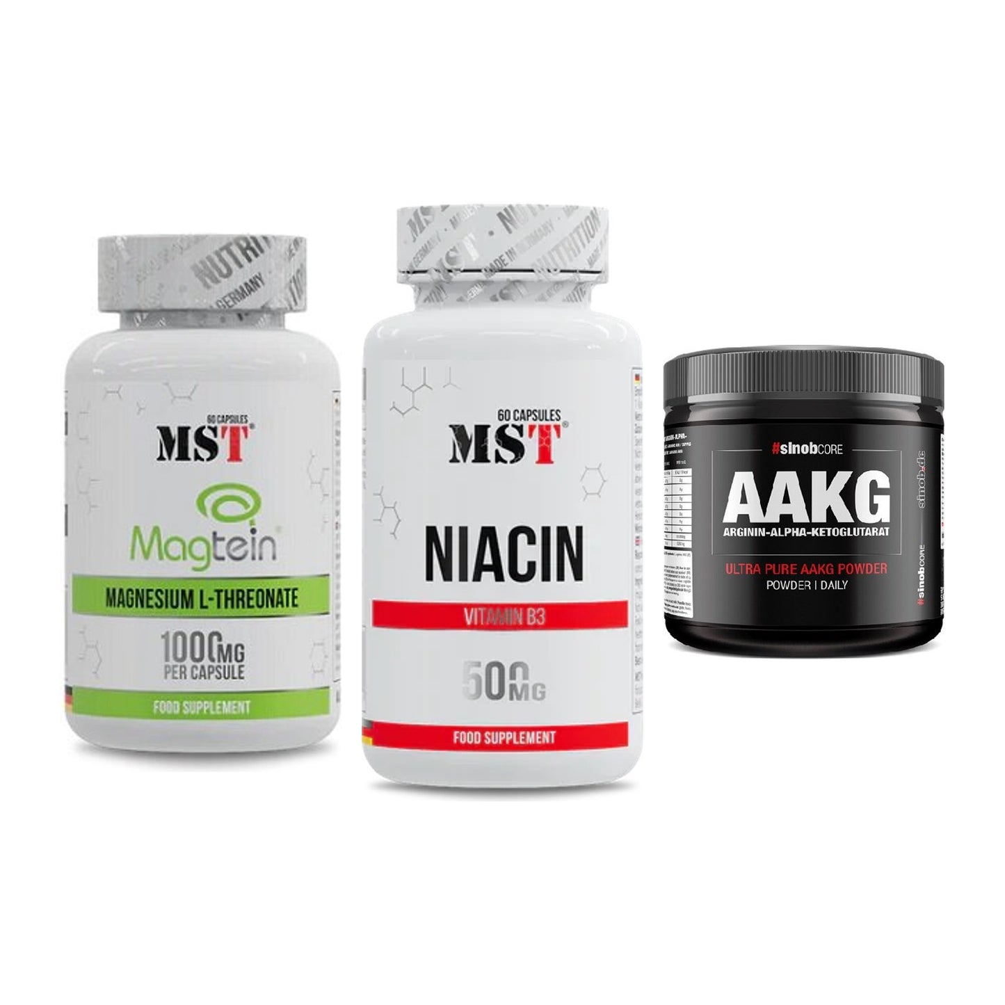 Ausdauer-Set: MST Magnesium + MST Niacin + Sinob Core – alle enthaltenen Artikel