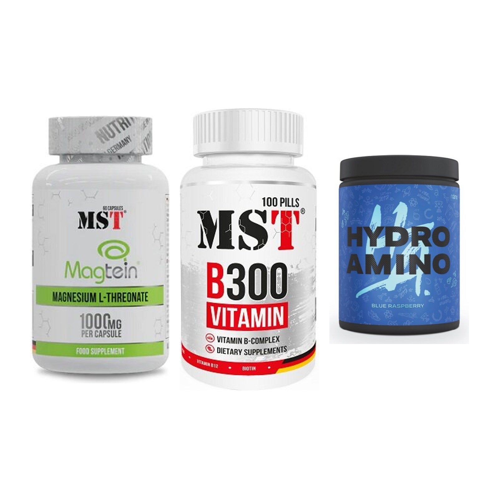 Ausdauer-Set: MST Magnesium + MST B300 B-Compl + Nanosupps Hydro – alle enthaltenen Artikel