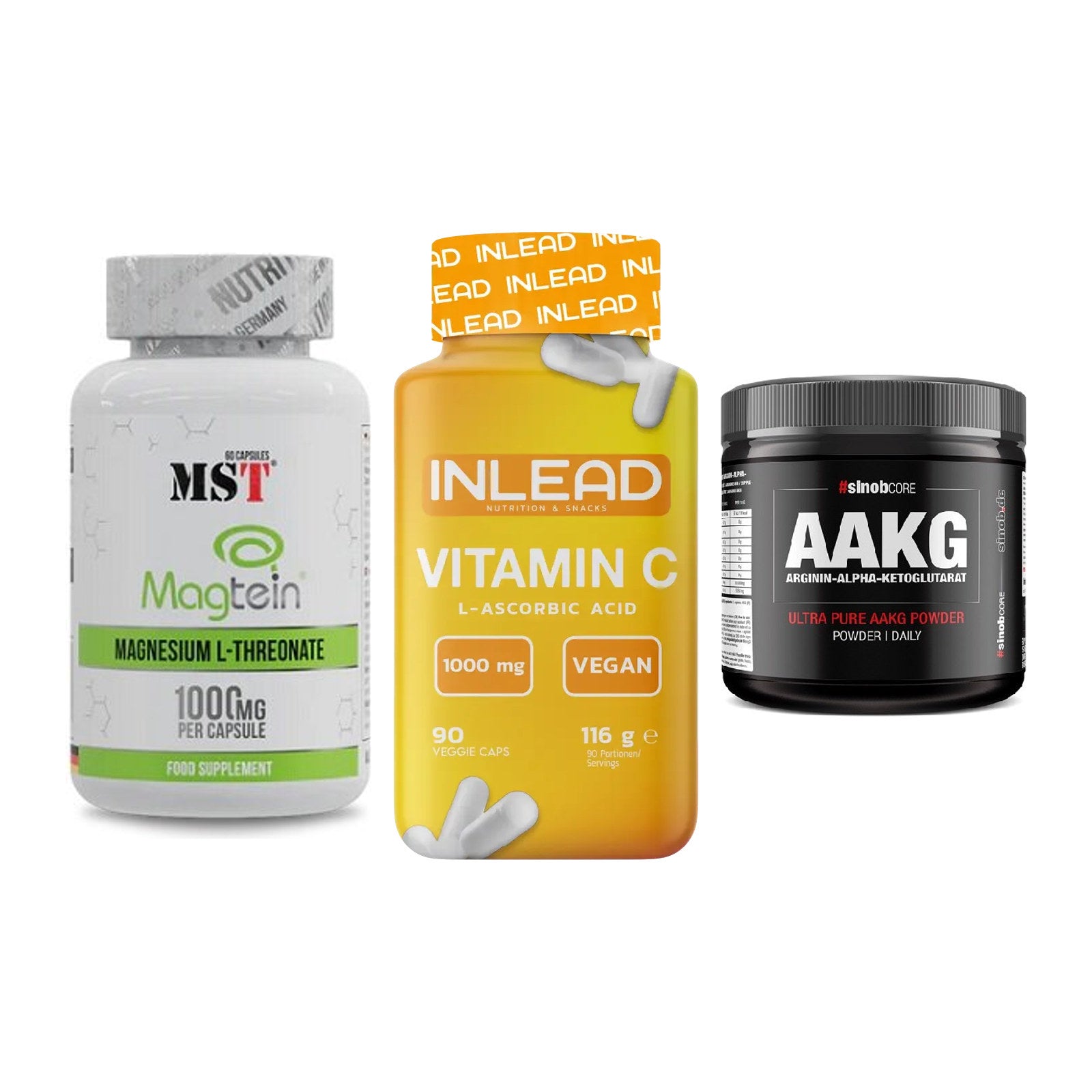 Ausdauer-Set: MST Magnesium + INLEAD Vitamin C + Sinob Core – alle enthaltenen Artikel