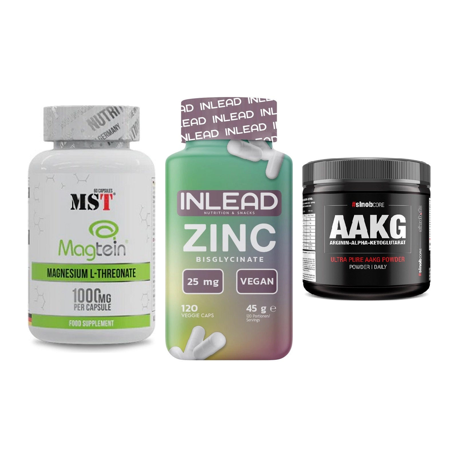 Ausdauer-Set: MST Magnesium + INLEAD Zink + Sinob Core – alle enthaltenen Artikel