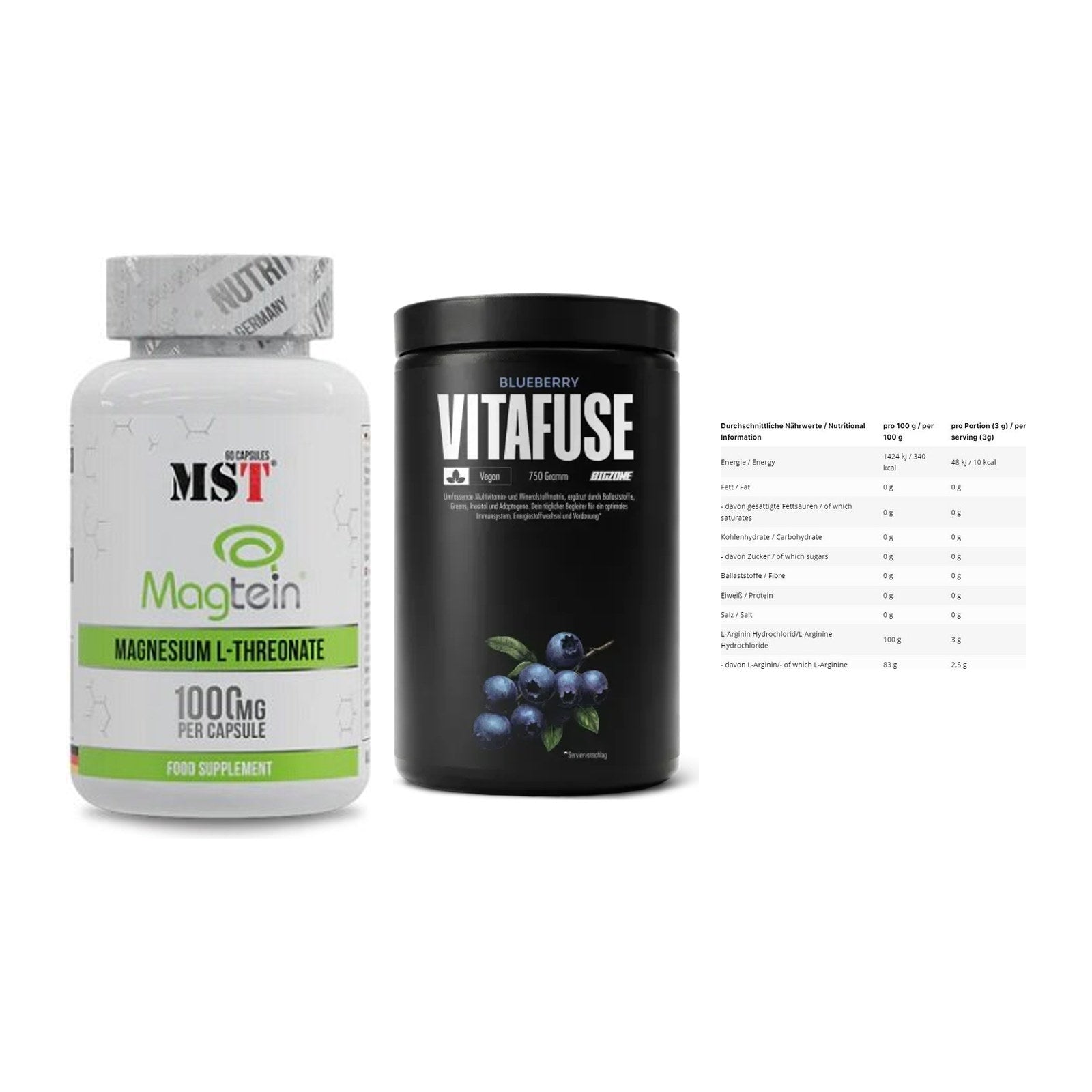 Ausdauer-Set: MST Magnesium + Big Zone Vitafus + INLEAD L-Arginin – alle enthaltenen Artikel