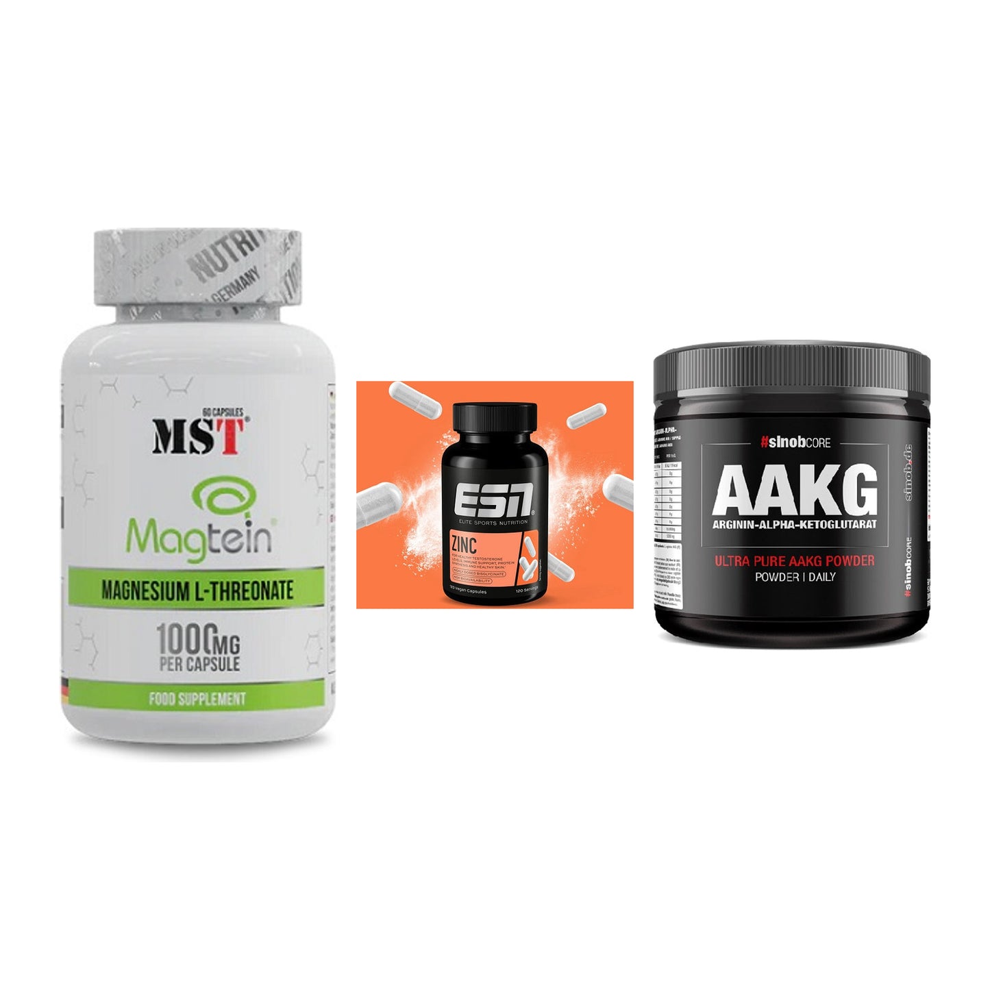 Ausdauer-Set: MST Magnesium + ESN Zinc + Sinob Core – alle enthaltenen Artikel