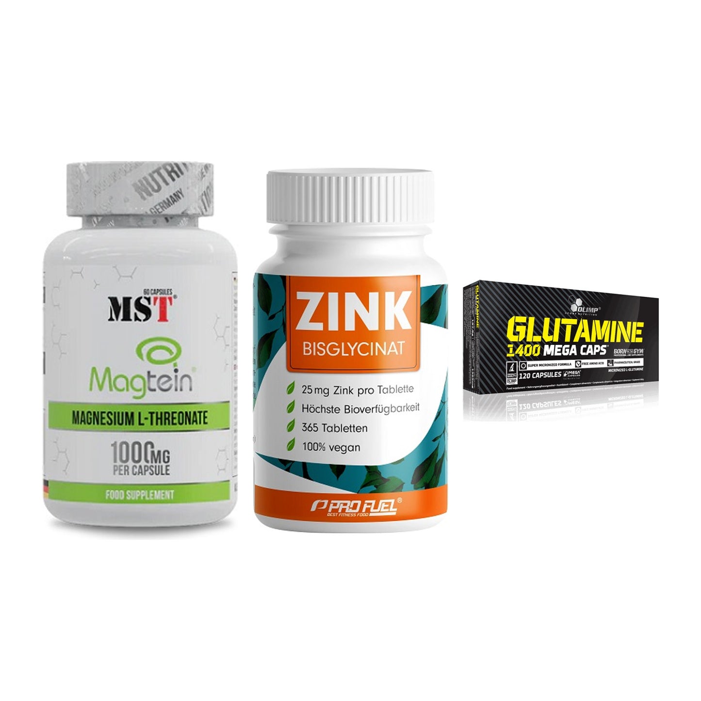 Ausdauer-Set: MST Magnesium + ProFuel Zink + Olimp L-Glutamin – alle enthaltenen Artikel
