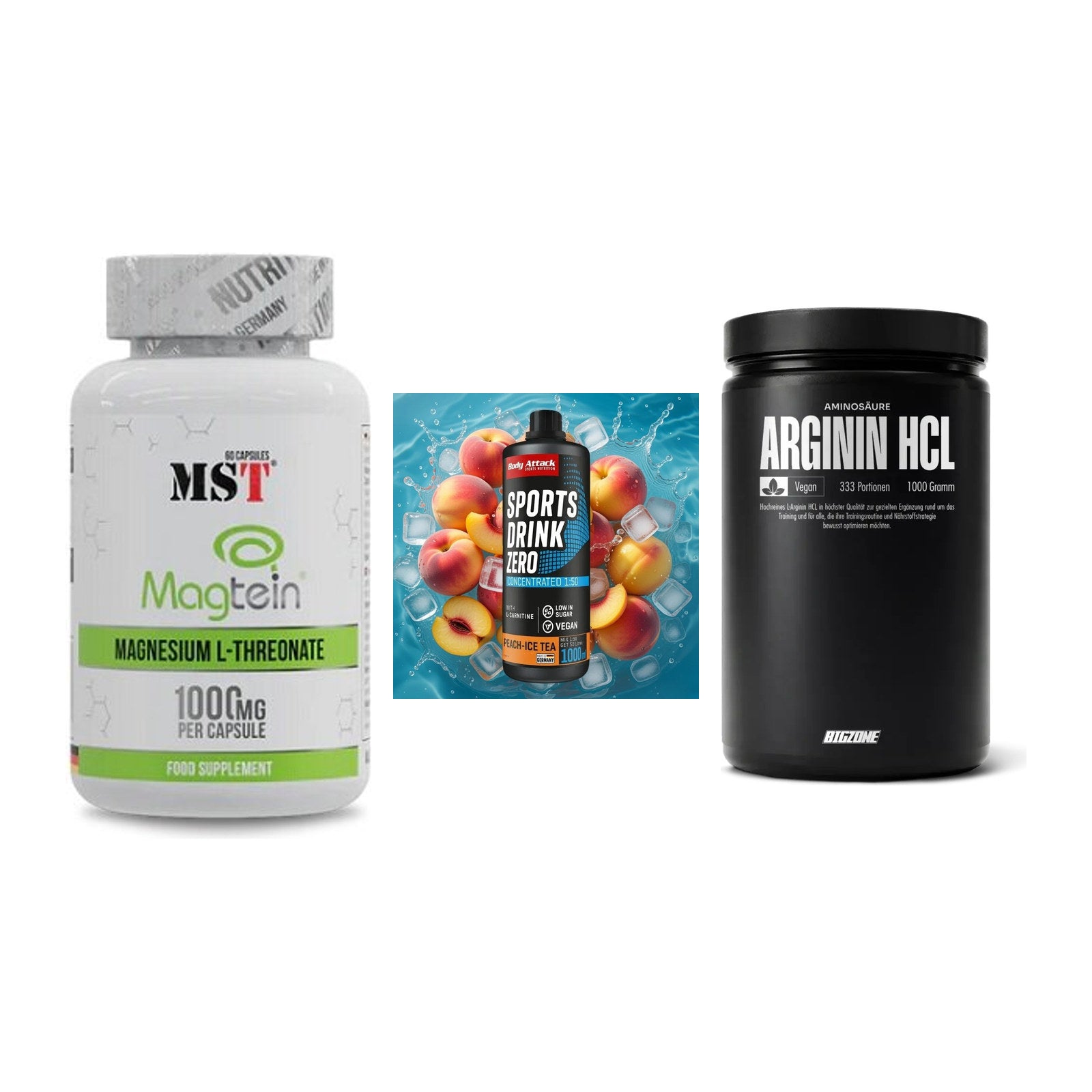 Ausdauer-Set: MST Magnesium + Body Attack + Big Zone L-Argin – alle enthaltenen Artikel
