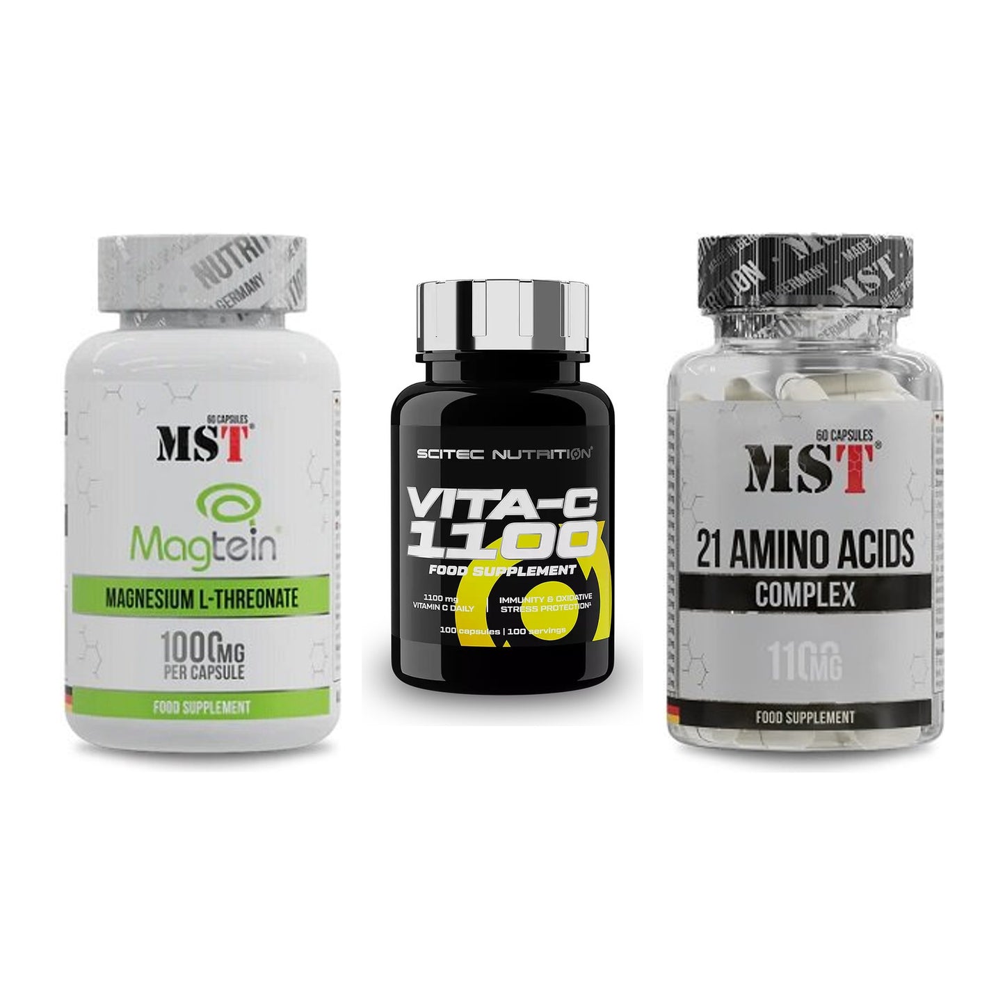 Ausdauer-Set: MST Magnesium + Scitec Vitamin C + MST 21 Amino – alle enthaltenen Artikel