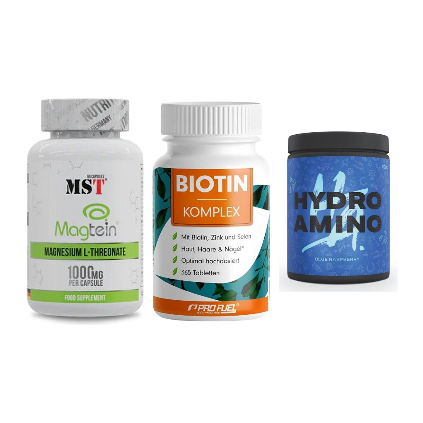 Ausdauer-Set: MST Magnesium + ProFuel BIOTIN + Nanosupps Hydro – alle enthaltenen Artikel