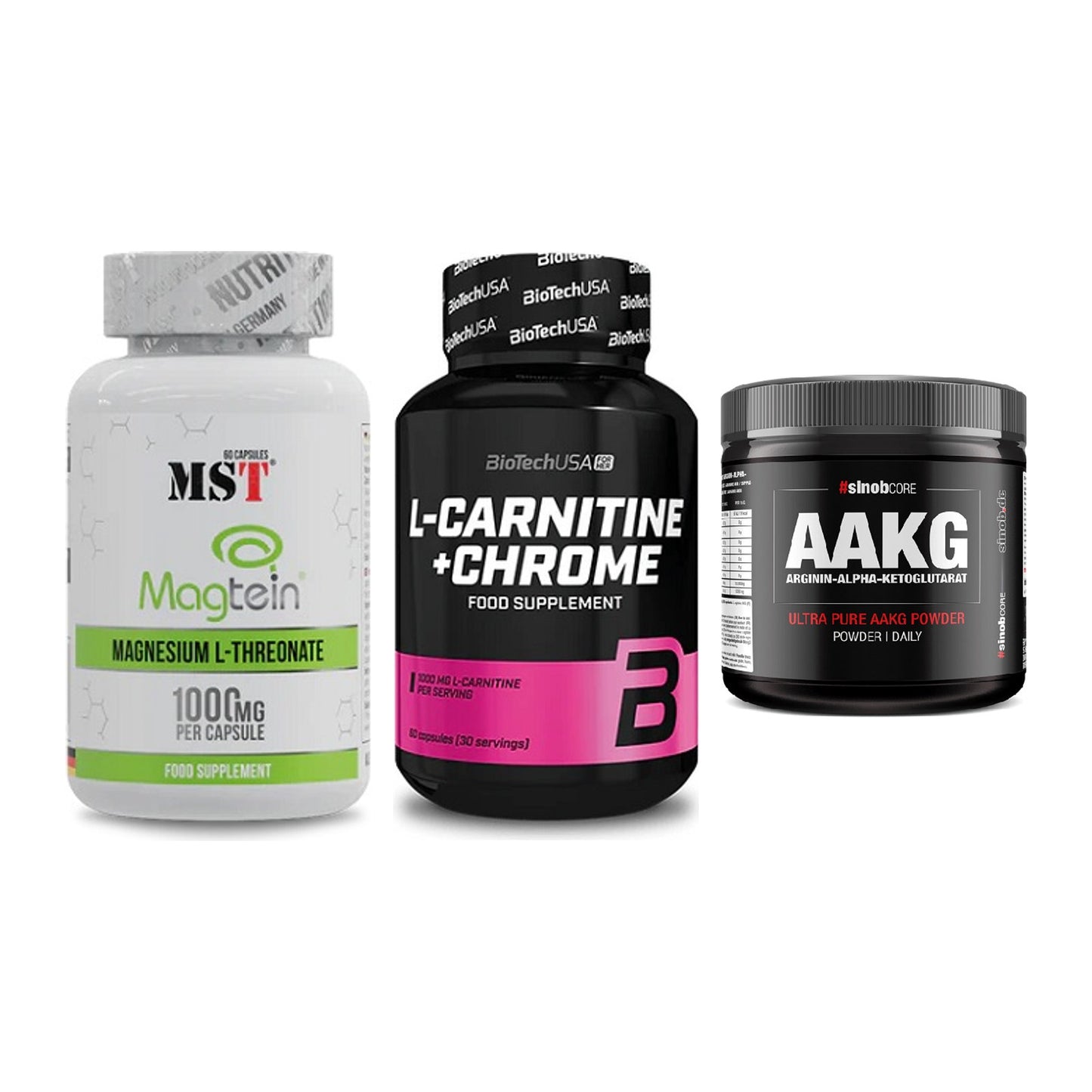 Ausdauer-Set: MST Magnesium + BioTech L-Carnit + Sinob Core – alle enthaltenen Artikel