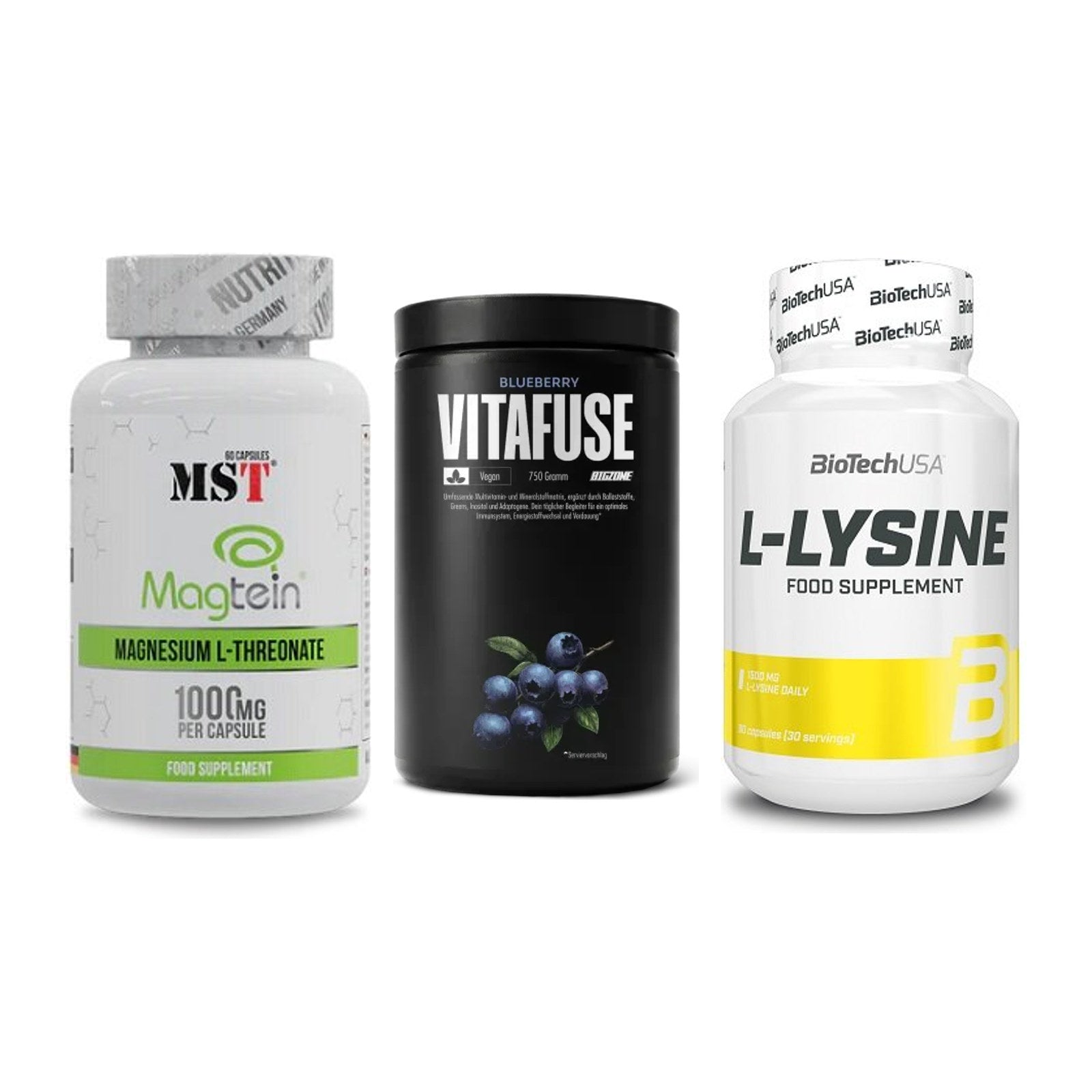 Ausdauer-Set: MST Magnesium + Big Zone Vitafus + BioTech L-Lysine – alle enthaltenen Artikel