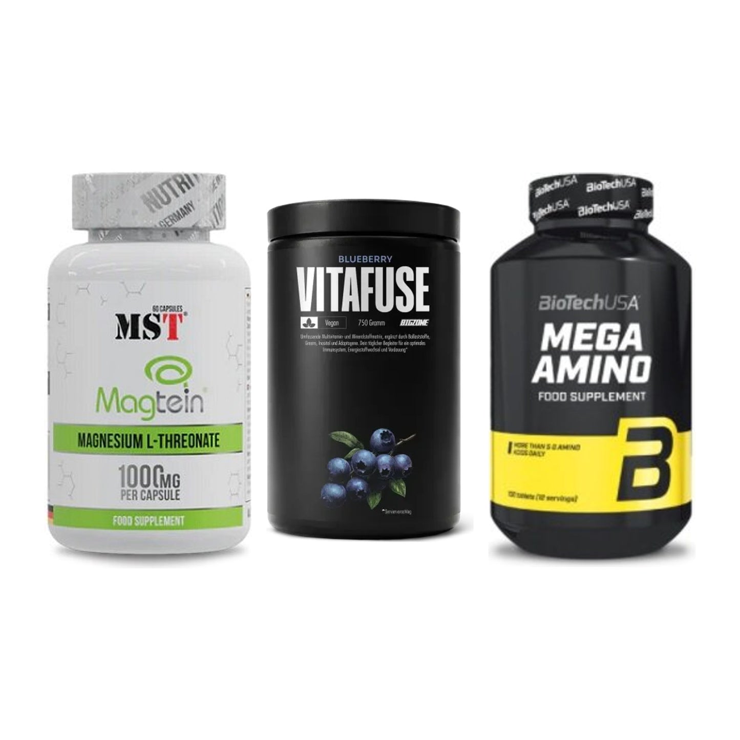Ausdauer-Set: MST Magnesium + Big Zone Vitafus + BioTech Mega – alle enthaltenen Artikel